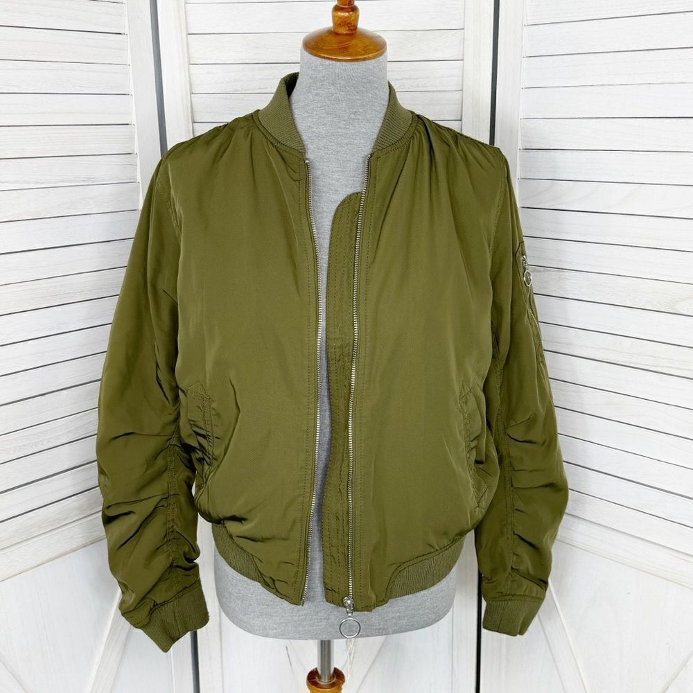 Cotton On Bomber Jacket Womens 8 Green Military Flight‎ Casual Full Zip